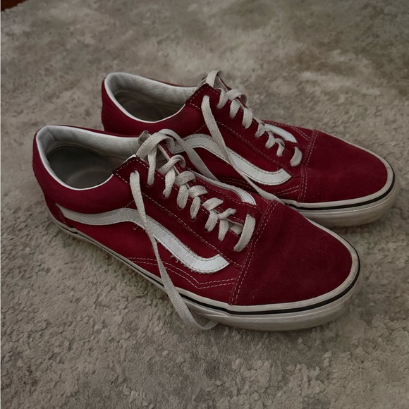 Vans Men's Burgundy and White Sneakers - Picture 4 of 6